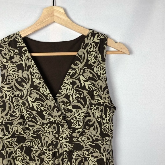 ANA Y2K Vintage VTG Brown & Cream V-Neck Wrap Tank Top M - Picture 3 of 3